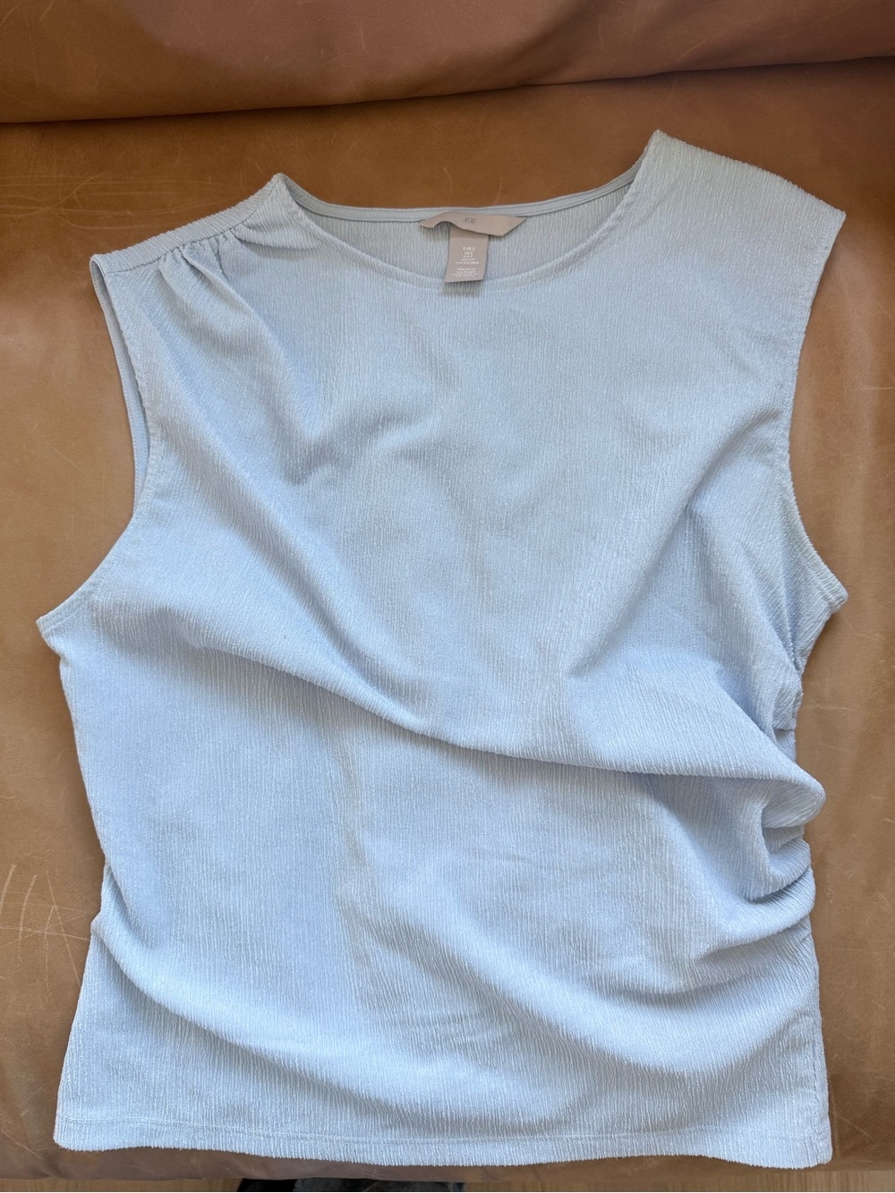 H&M Light Blue Textured Sleeveless Tank Top